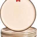 Ceramic Salad Dessert Plates Set: 8 inch Porcelain Reactive Glaze Plates Set, Mordern Stoneware Kitchen Dinnerware Dishes Set, Microwave & Dishwasher Safe, Scratch Resistant, Set of 6 (Beige)