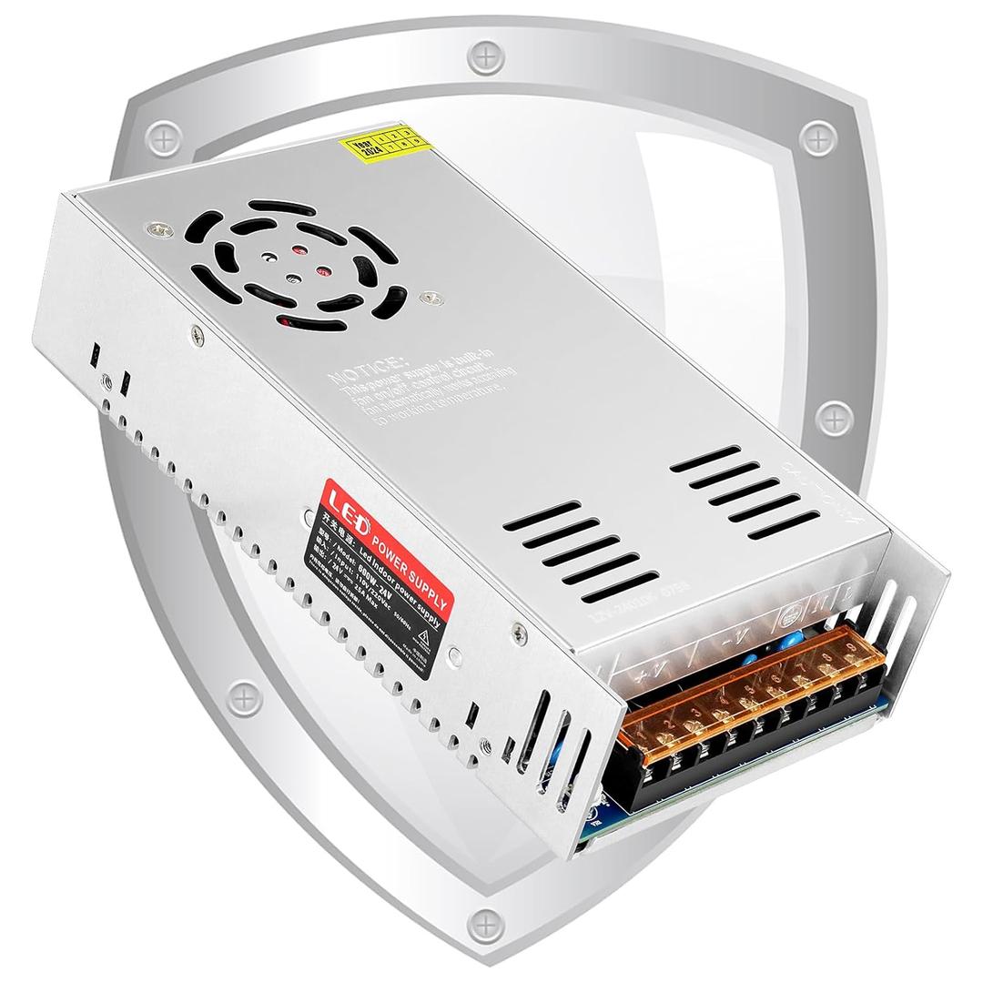 inShareplus 24V 25A 600W LED Power Supply, 100-240V AC to DC 24 Volt Universal Regulated Switching LED Driver, Transformer, Adapter for LED Strip Light, CCTV, Computer Project, 3D Printer etc