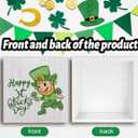 Happy St. Patricks Day Wooden Box Sign, Spring Decor, Country Style Lucky Clover Green Top Hat, Beer Mug Gold Coin Pattern Desk Decorate, Home Desk Office Decor 5 x 5 Inches (Little Elf)