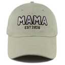 Mama Est 2025 Hats for Birthday Mothers Day, Women Baseball Cap for Mommy Wife First Time Mom Grandma from Daughter Son (Mama-1) Cream