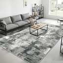 Merelax Washable Area Rugs 9'x12' Grey Abstract Rug for Living Room Bedroom Entryway Nursery, Dining Room and Farmhouse Rug, Non-Slip Modern Indoor Low Pile Soft Floor Carpet, Gray Print Pattern