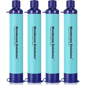 Membrane Solutions Straw Water Filter S1, NSF/ANSI 42&372&401 certificated, Survival Filtration Portable Gear, Emergency Preparedness, Supply for Drinking Hiking Camping Team Family Outing (Blue)