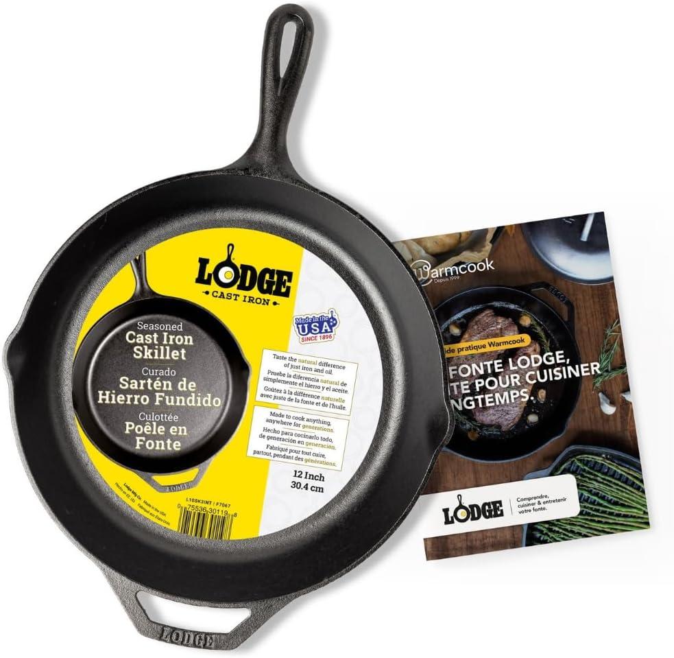 Cast Iron 12" Seasoned Cooking Skillet Kitchen Cookware Frying Pan, Black
