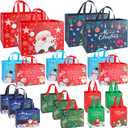 20 Pack Christmas Gift Bags Assorted Sizes, Reusable Heavy Duty Tote Bags with Handles - 4 Extra Large, 6 Large, 6 Medium, 4 Small, Christmas Bags for Gifts, Holiday Shopping, Xmas Party Favors