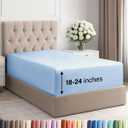 Extra Deep Twin XL Fitted Sheet - Hotel Luxury Single Fitted Sheet Only - Easily Fits 18 inch to 24 inch Mattress - Ultra Soft, Wrinkle Free with Extra Deep Pockets - Breathable & Comfy - Light Blue (21 - Baby Blue)