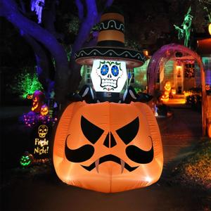 5.9 FT Halloween Inflatable Pumpkin with Rise & Fall Wizard Hat, LED Lights, Blow Up Spooky Decor for Outdoor Yard, Garden, Lawn