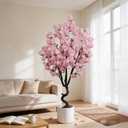 BINCUE Artificial Pink Cherry Blossom Tree Fake Tree Cherry Blossom Decor Fake Flowers Faux Flowering Tree Pink Flowers Floral for Indoor Outdoor Room Home Decor Spring Gift 6FT