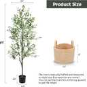 Olive Trees Artificial Indoor 6FT, Faux Olive Tree with Woven Basket & Natural-Looking Wood Trunk, Realistic Leaves & Fruits, Maintenance-Free Tall Fake Olive Tree for Modern Home Office Decor