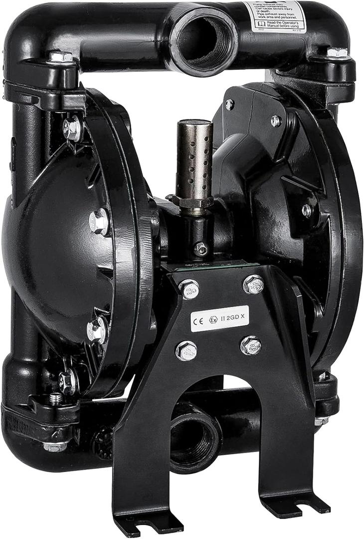 VEVOR Air-Operated Double Diaphragm Pump 1 inch Inlet Outlet Aluminum 35 GPM Max 120PSI for Industrial Use, QBY4-25LF46-1inch-35 (24 GPM AL Alloy PTFE)