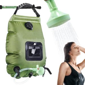 Solar Portable Shower Bag, 5 Gal/20L Solar Heating Camping Shower Bag with Removable Hose&On-Off Switchable Shower Head, Compact Camping Shower for Camping, Hiking, Traveling, Beach Swimming (Green)