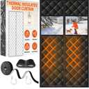 Upgraded Magnetic Thermal Insulated Door Curtain for Winter with Clear Window, Fit Door Size 36x82 in, Heavy Duty 4-Layer Oxford with Thicken Cotton, Self-Closing for Sliding Glass Doorways, Black