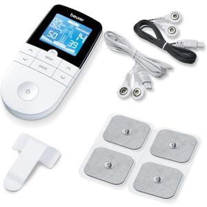 Beurer EM49 Digital TENS & EMS Device for Pain Relief and Muscle Stimulation, 15 TENS Programs, 35 EMS Programs, 2 Adjustable Channels with 4 Self-Adhesive Electrodes