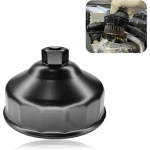 86mm 16 Flutes Oil Filter for BMW & Volvo Wrench Oil Filter Removal Tool, Steel Socket Set Kit for 3/8" Drive, Cartridge Filter Housing Caps Removal Tool to Change Oil (Black)