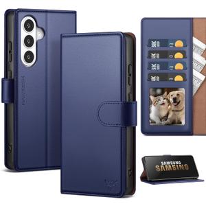 Compatible with Samsung Galaxy S26 Plus Case Wallet with Card Holder [4 Card Slot] Women Men,RFID Blocking PU Leather Phone Case Flip Protector Cover Credit Card Slot Kickstand,Dark Blue