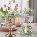 4 PCS Spring Flowers Taper Candle Rings Wreaths 1.38" Mini Spring Summer Floral Taper Candle Holder Wreaths Colorful Artificial Wildflowers Table Centerpieces Wreath for Church Home Wedding Decor