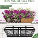 ZeeDix Railing Planter Boxes, 24 Inch Window Flower Box Planters with Coco Liner & Adjustable Brackets for Deck Porch Fence Patio Balcony Gardening Outdoor Plants (2 Pack)