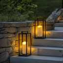 Homemory 4"x9" Outdoor Waterproof Flameless Candles with Timers and Remote Control, Battery Operated Candles, LED Plastic Candles, Ivory White, Set of 2