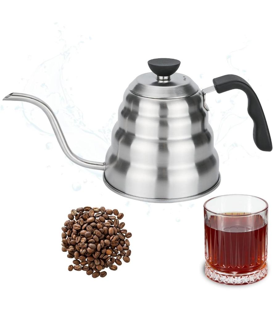 GreatChef Premium Coffee Grooseneck Kettle Stainless Steel - 40 Oz / 1.27 Quarts / 1.2 L / 5 Cup - Perfect Pouring Over for Coffee Drip or Tea Brewing All Stovetop Compatible GreatChef Premium Coffee Grooseneck Kettle Stainless Steel - 40 Oz / 1.27 Quarts / 1.2 L / 5 Cup - Perfect Pouring Over for Coffee Drip or Tea Brewing All Stovetop Compatible