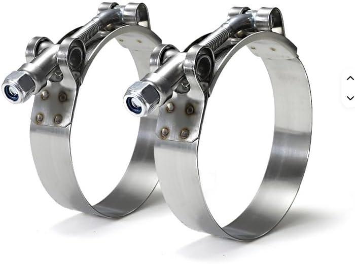 SSP 2.5", 3", 4" Inch Stainless Steel T-Bolt Hose Clamps, Clamp Range 54-105mm for 2.5", 3", 4" Hose ID, Pack of 2. Multiple Sizes (4" T Bolt Clamp 108-116mm)