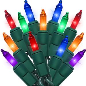New Upgraded Colored Christmas Lights - 35 Count Classic Mini String Lights with Multicolor LED Bulbs for Tree, Crafts, Indoor and Outdoor Use, UL Certified, Connectable, 8.5 Feet Green Wire