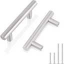 Gobrico 10 Pack Cabinet Handles 2-1/2 Inch Hole Centers, T Bar Brushed Nickel Cabinet Knobs, Stainless Steel Drawer Pulls Dress Knobs