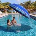 Briwooody 5ft Floating Pool Umbrella Adjustable Head - Outdoor Sunshade Umbrella for Inside of Pool with Portable Floating Table - Summer Supply for Swimming Pools Beach & Lakes