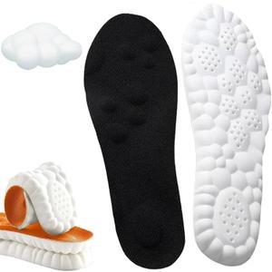 2026 New Steppers Insoles for Men & Women,4D Cloud Massage Memory Foam Insoles with Arch SupportComfortable and Breathable (Black, (Men11))