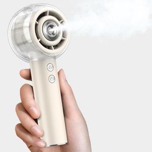 Misting Portable Handheld Fan, Powerful Turbo Motor, 6000mAh Rechargeable Battery, Personal Mini Fans with 4 Strong Wind, Cooling Gadgets for Travel, Camping, Beach, Outdoor, Gifts for Women Men-Ivory (White)