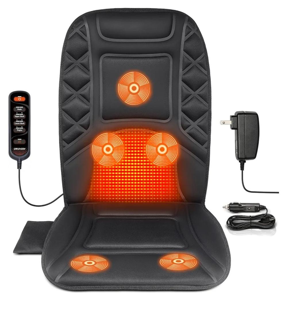 Back Massager with Heat,Heated Seat Cover Cushion with 5 Vibrating Massage Nodes Chair Pad for Pain Relief Home Office Us