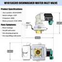 W10158389 Dishwasher Water Inlet Valve - WPW10158389 Dishwasher Water Valve Replacement Parts 8558986 AP6015932 PS11749213 W10158387