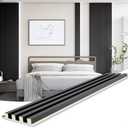 WPC Slat Wall Paneling, Modern Accent 3D Wall Panels, 8-Piece 94.5" x 6.6" TV Wall Panel, Bedroom, Living Room, Matte Black