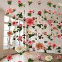 XunYee 6 Pcs 35.4 ft Flower Garlands Artificial Wildflower Vines Floral Hanging Backdrop Fake Flower Garlands Faux Silk Wildflower Vine for Wedding Bridal Shower Home Garden Wall Arch Decor(Pastel)