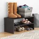 Whitmor Wood Stackable 2-Shelf Shoe Rack, 24 INCH, Espresso2 Pack