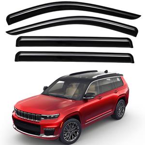 Lightronic Extra Durable Outside-Mount Auto Vent Window Visor, Fits 2021-2025 Jeep Grand Cherokee L (7-Seats), UV Protection Rain Guard, Original Wind Deflector, No-Drilling Install, Smoke, 4-Pcs