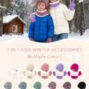 3 Pcs Kids Winter Hat Scarf Gloves Set Boys Girls Thick Warm Beanie Hat Knitted Neck Warmer Fleece Lined Gloves (2-6 Years, Purple Red Mix)