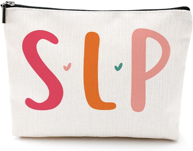 DJHUNG Speech Therapy Cosmetic Bag SLP Gifts Makeup Bag Speech Pathologist Gifts Speech Language Pathology Gifts for Women Friends Sister Birthday Christmas Thanksgiving Thank You Gifts