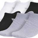 adidas womens Superlite No Show Socks (6-pair Pack) Low Profile Below Ankle (Medium, White/Black/Grey)