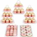 NWK 5 Piece Cake Stand Set with 2 x 3-Tier Cupcake Stands, 1 x2-Tier Cupcake Stands, 2 x Appetizer Trays, for Wedding Birthday Baby Shower Tea Party Decorations (5, White, Square)
