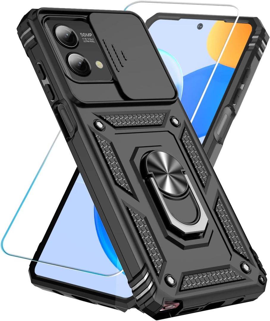 SunStory Phone Case for Motorola Moto G Stylus 5G 2023 Case with HD Screen Protector & Slide Camera Cover & Kickstand, [Military-Grade] Phone Case for Moto G Stylus 5G 2023 (Black)