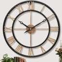 24 Inch Large Wall Clocks for Living Room Decor,Big Roman Numerals Vintage Gold Modern Decorative Metal Oversized Wall Clocks for Bedroom, Kitchen, Office,Housewarming Gift