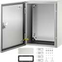 VEVOR Electrical Enclosure Box, 16'' ×12'' ×6'', Carbon Steel Hinged Junction Box, IP66 Waterproof & Dustproof, Outdoor Electrical Box, with Mounting Plate