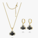 Clover Necklace and Clover Earrings Black White Green Red Pendant 18k Gold Plated Lucky Clover Jewelry Set for Women Trendy