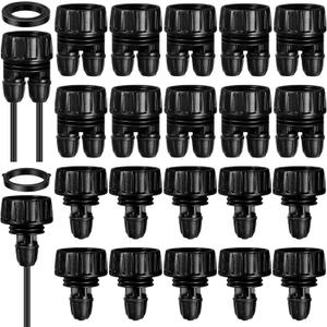 20 PCS 3/4 to 1/4 Inch Drip Irrigation Tubing Connectors Drip Irrigation Hose Connectors Garden Hose Adapter with Washers 3/4 US Standard Thread Drip System Parts, Lock Barbed Design