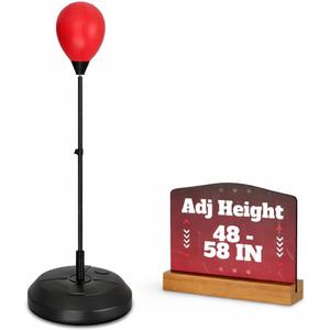 Adjustable Boxing Reflex Bag with Stand 48"-58" Standing Punching Bag Kit with Gloves & Pump, Beginner Boxing Equipment for Training Coordination and Reaction Speed | Sport Gift for Home Workouts