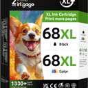 68XL Ink Cartridges Compatible for hp 68 Ink cartridges Black/Color Combo Pack Replacement for hp Ink 68 68e fit for HP Envy 6155e 6555e 6152e 6552e 6100e 6500e Series Printer (2 Pack)