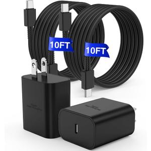 45W Super Fast Charger Type C, for Samsung Galaxy S25 S24 Charger Block with 10FT Type C Charging Cord for Samsung Galaxy S25 S24+/Ultra/S22/S21/S20/Note10/20, iPhone 16/15 Pro,Pro Max,Plus