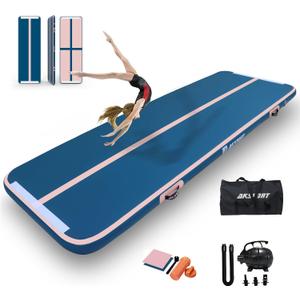 AKSPORT Gymnastics Air Mat Tumble Track Tumbling Mat Inflatable Floor Mats with Air Pump for Home Use/Tumble/Gym/Training/Cheerleading/Parkour/Beach/Park/Water
