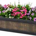 Outdoor and Indoor Rectangle Trough Plastic Planter Box, Vegetables or Flower Planting Pot, Brown Large (QI004121.L)