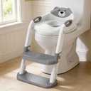 Potty Training Seat with Step Stool Ladder, Toddler Toilet Seat for Boys Girls, Adjustable 6 Heights Fits Round & Elongated Toilets, Anti-Slip Pads & Leak-Proof Guard