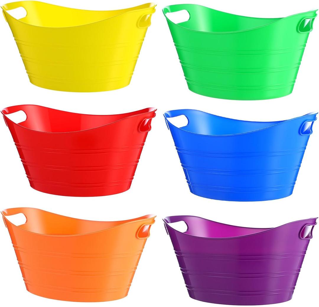Patelai 6 Pcs Plastic Ice Buckets with Handles,7 Liter,Multicolor